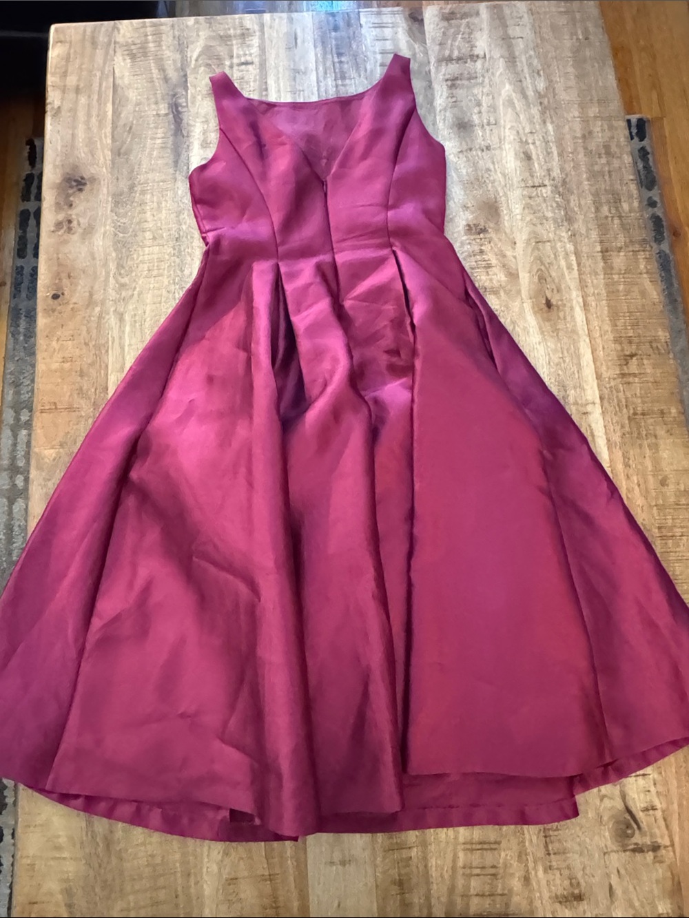 Adrianna Papell Burgundy red wine berry A-Line Party Dress satin feel A line - Picture 5 of 6